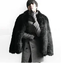 Модные зимние мужские плюшевые меховые пальто, мужские зимние пальто, лохматые куртки с лисьим мехом, парка, пальто, размер XXXL 4XL, роскошное пальто из искусственного меха