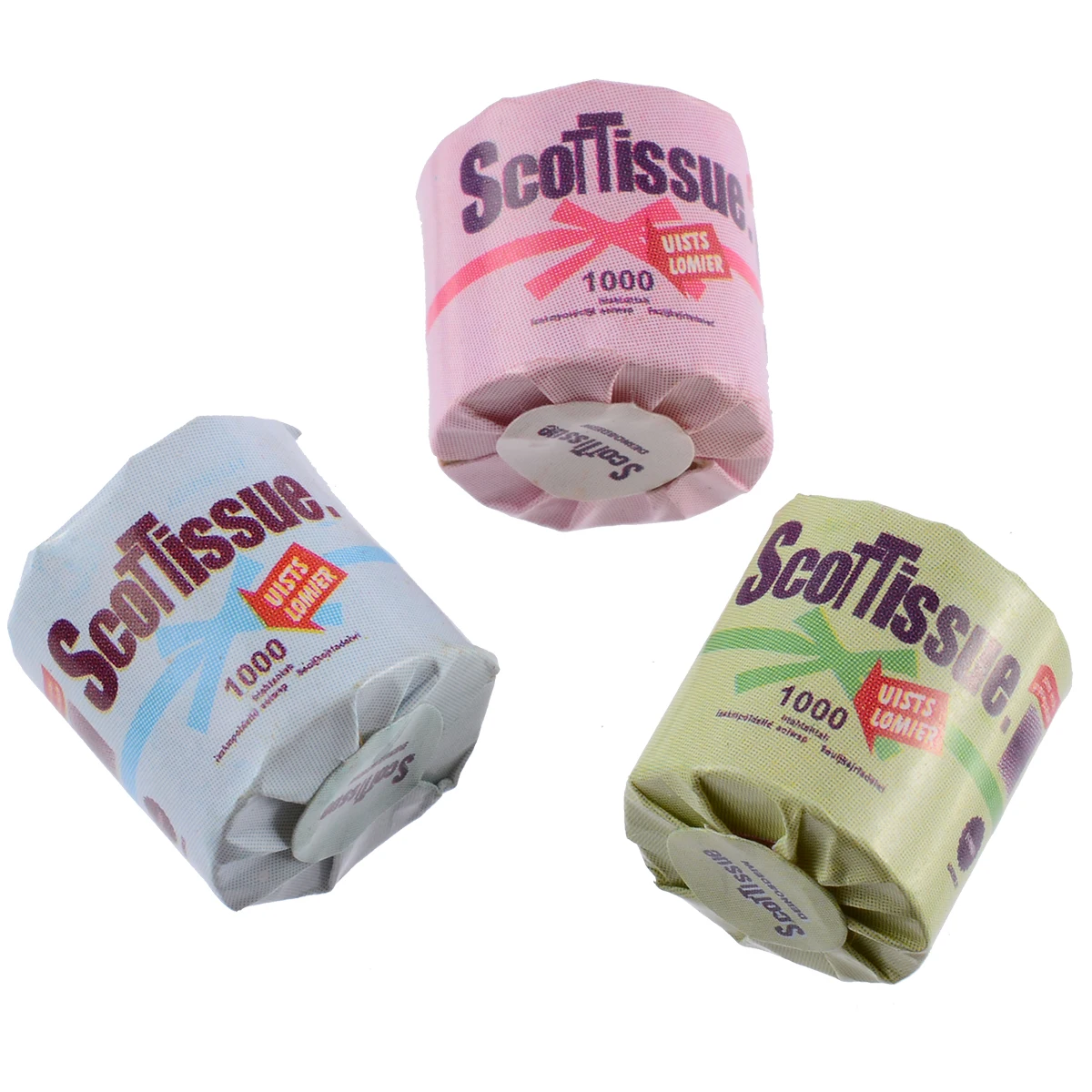 Mayitr 3 Roll of Bathroom Tissue Toilet Paper Miniature Toilet For Dollhouse Cute Miniature Accessory Toy