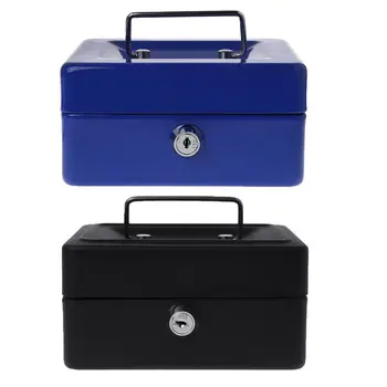 

Stainless Steel Tiered Cash Money Box Lock Locking Bank Safe Key Security Tray