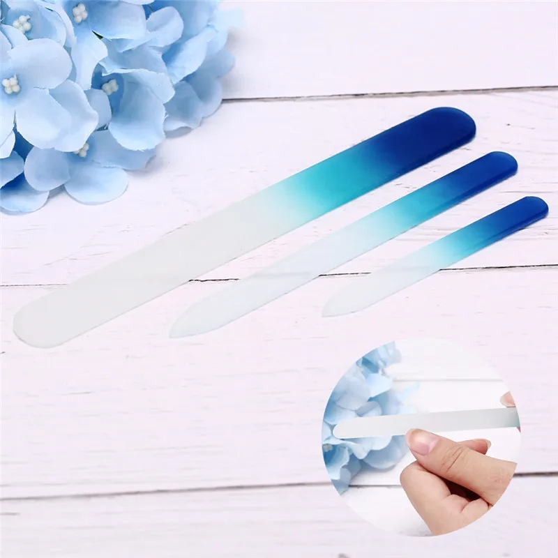 3Pcs/set Nail Files Girl Nail Art Tools Blue Durable Glass Nail File Buffer Nail Files Beauty Manicure Tool