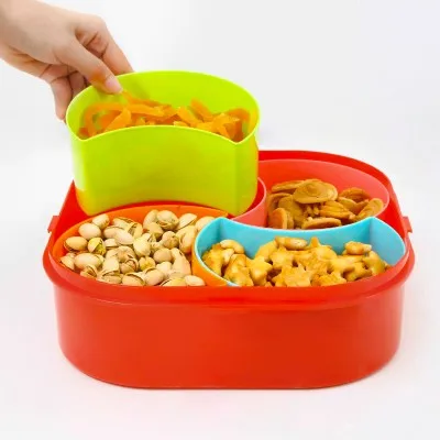 

BF040 Fashion sealed with cover plastic Doug sweet candy box split dry fruit plate 24.7*24.7*7.5cm free shipping