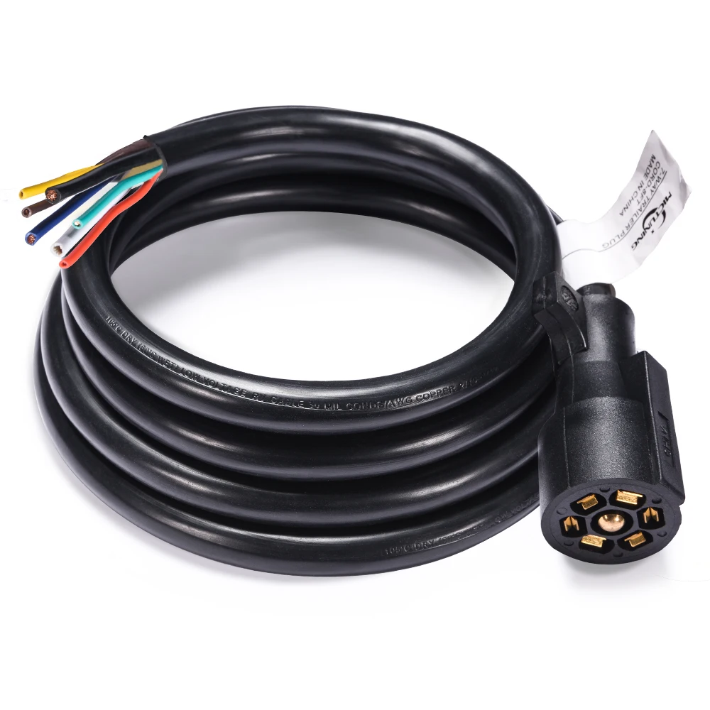 

MICTUNING 7 Way Car Vehicle Trailer Cord Wire Harness Light Plug Connector with 8ft 7 Core RV Cable Car Accessories Styling
