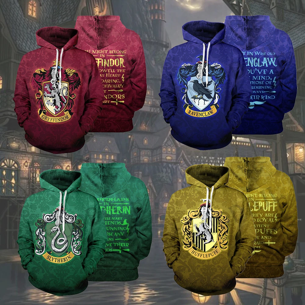 

Wizardry 3D Print Off White Hoodie Ravenclaw Gryffindor for Adult Unisex Sweatshirt Costume Hoodies Men Clothes Hufflepuff