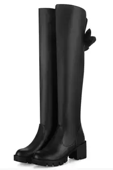 

Sapato Feminino Women Boots Knee High Matin Shoes Woman Chunky High Heels Booties Platform Buterfly Gladiator Chaussure XZ181666