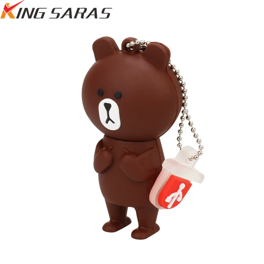 

pen drive 128gb Creative Cartoon Bear USB Flash Drive Pendrive USB Memory disk 4GB 8GB 16GB 32GB 64GB Cute Usb 2.0 Free Shipping