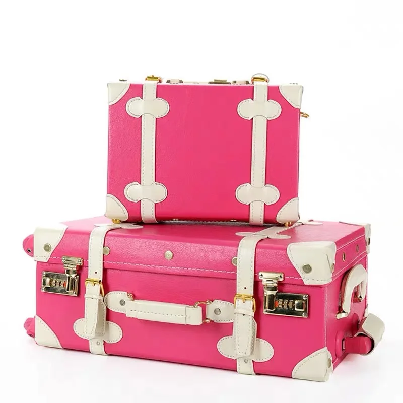 Carrylove Women Spinner Retro Suitcase Set 20"24" Trolly Bag Vintage Luggage With Wheels