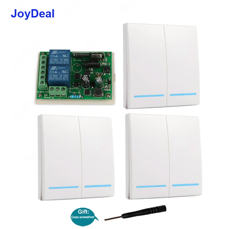 

433Mhz Universal Wireless RF Remote Control Switch AC 110V 220V 2CH Relay Receiver Module + RF Wall Panel Led Light Lamp Switch