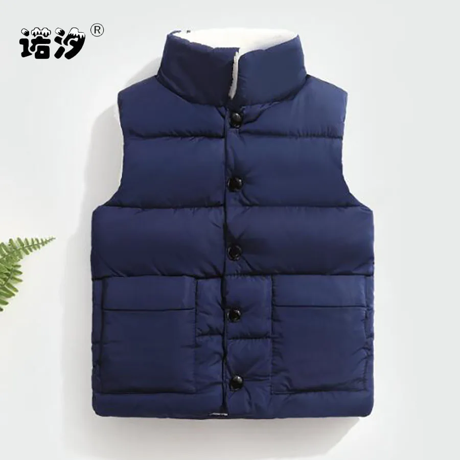 

Boys clothes kids thicken lamb cashmere inside waistcoat girls turtleneck waistcoat baby clothes children tops 1-9Y child winter