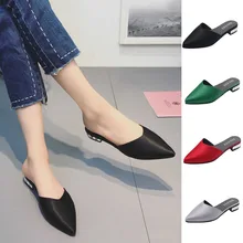 Moda feminina 2019 a primavera eo verão nova baotou praça com cor sólida ao ar livre confortável apontou chinelos teenslippers kinde(China)