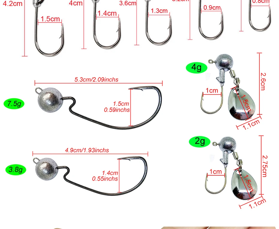 INFOF 45-pieces Jig Head рыболовный крючок комплект Jighead Неокрашенный 1,5 г-10 г свинцовые Крючки рыболовные крючки крючок под червя для ловли карпа