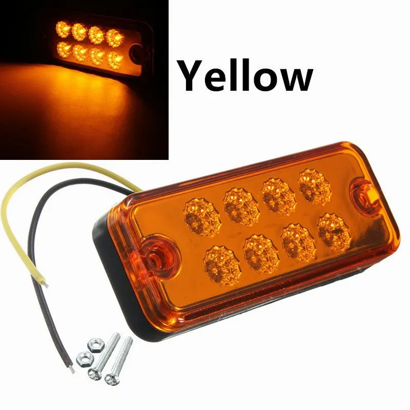 

Universal 8 LED Amber Yellow Side Marker Light Lamp Car Truck Trailer Waterproof DC 12V 24V