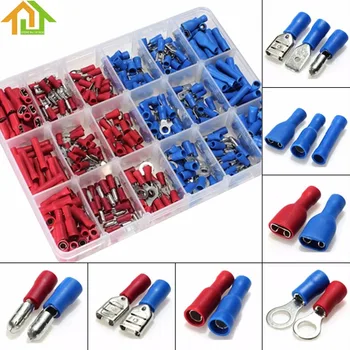 

360pcs Insulated Terminals Crimp Connector Butt Spade Ring Fork Set