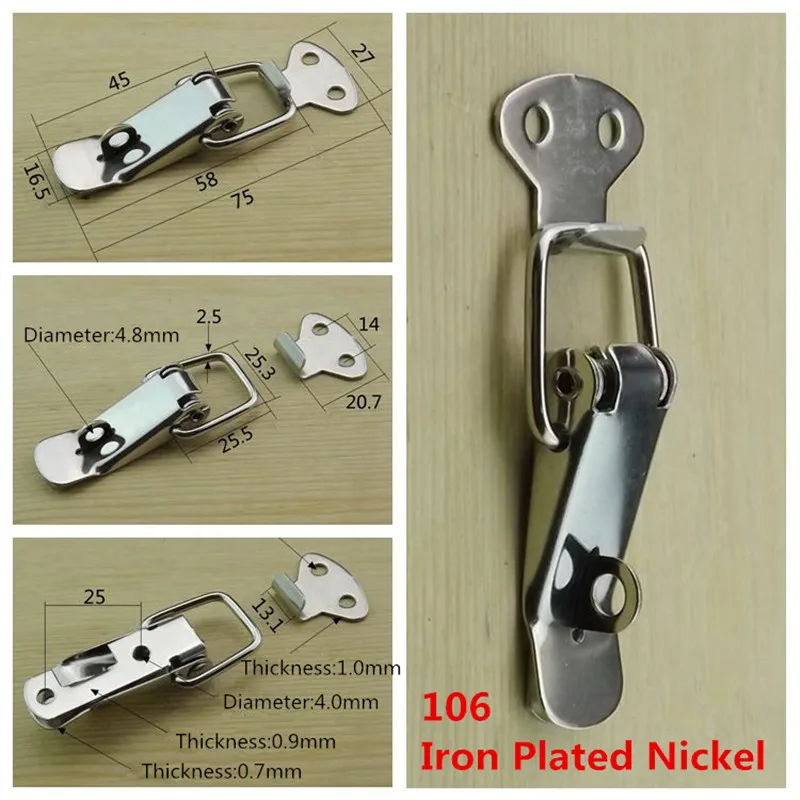 Iron Plated Nickel/304 Stainless SteelToggle Hasp Latch Sprung Catch Chest Flight Case Suitcase Hardware Cabinet Box 1Pcs