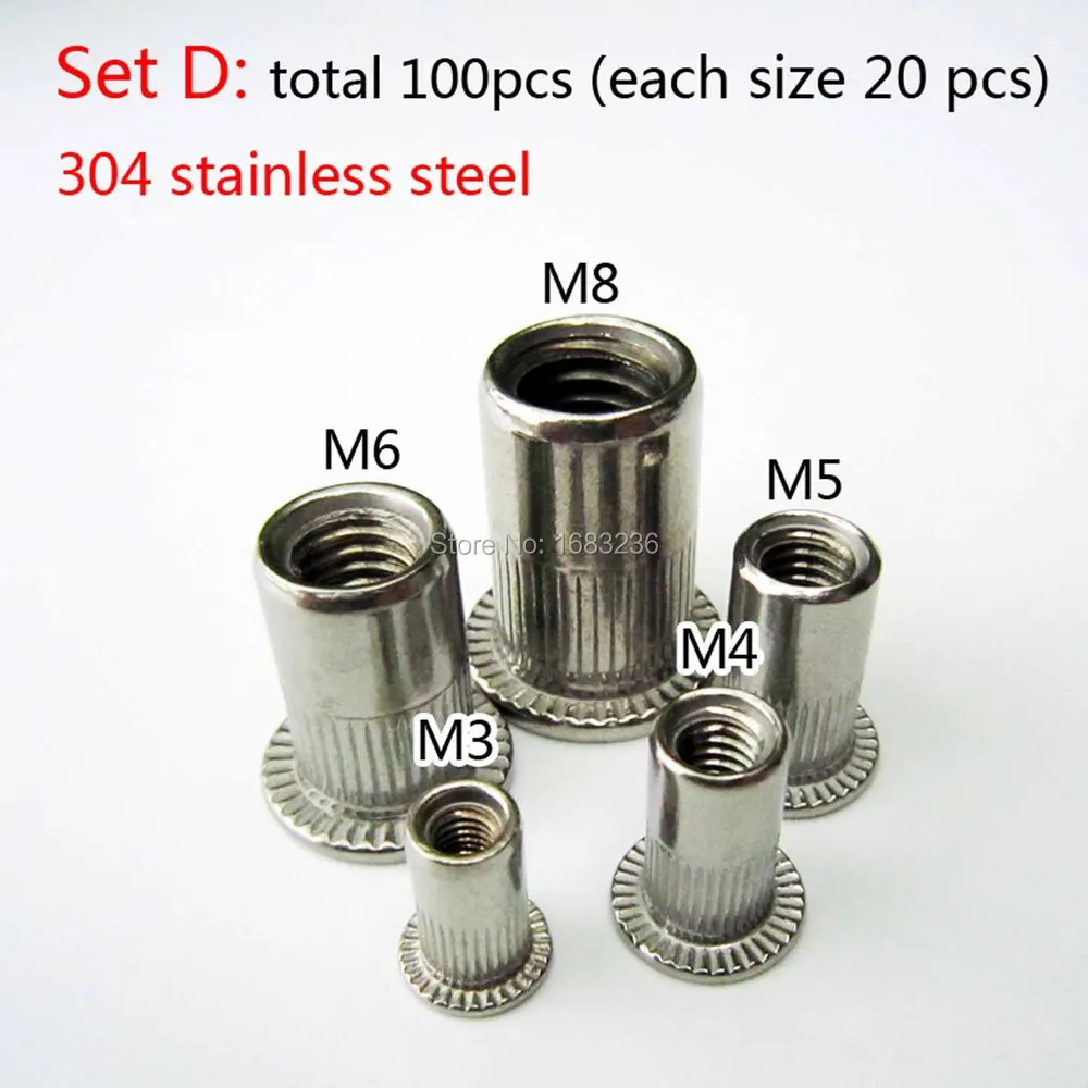 100pc Steel Flat Metric Blind Rivet Nut Insert Rivnut Nutsert