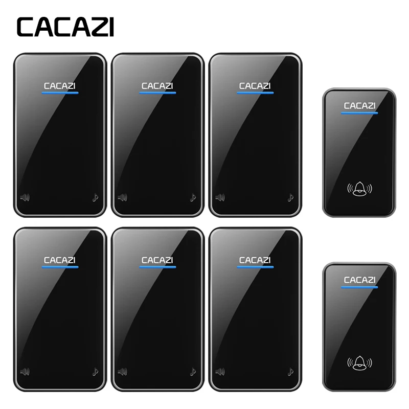 

CACAZI Intelligent Household wireless doorbell waterproof button AC 110-220V 300M remote doorbell 48 melody 4 volume ring chime