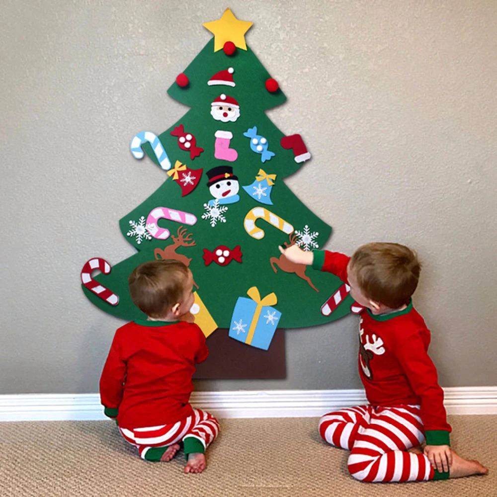 

DIY Felt Christmas Tree Decorations Xmas Hanging Ornaments Home Decor Happy New Year 2019 Children Christmas Gift