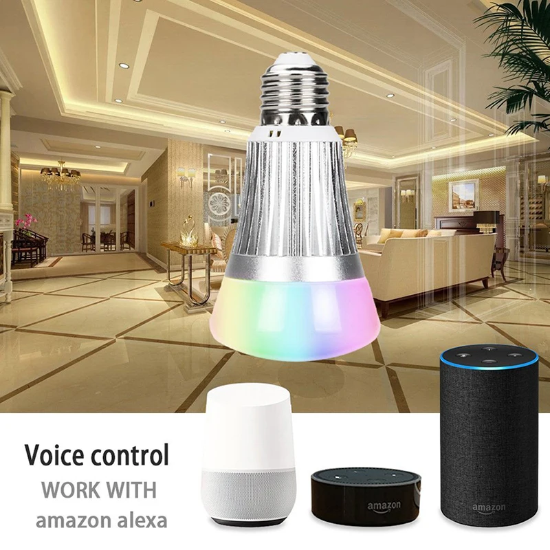 WiFi Smart LED Bombilla 7 W E27 RGBW Multicolor lámpara LED regulable Bombilla Compatible con Amazon Alexa, google asistente