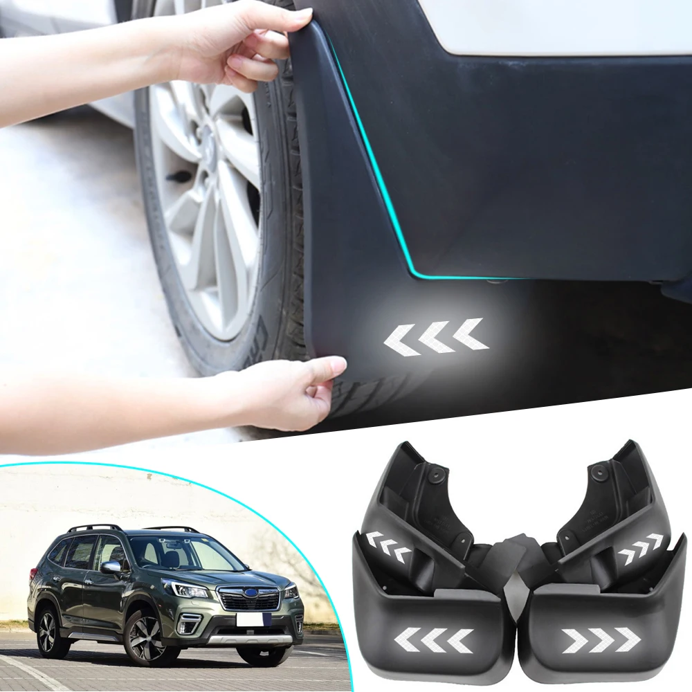 Car Mud Flaps Front Rear Mudguards Splash Guards Mudflaps For Safety Reflective Warning Fender For Subaru Forester SK