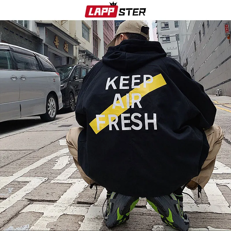 

LAPPSTER Hip Hop Streetwear Bomber Jacket Men 2019 Mens Loose Hooded Baseball Jackets And Coats Male Fashion Varsity Windbreaker