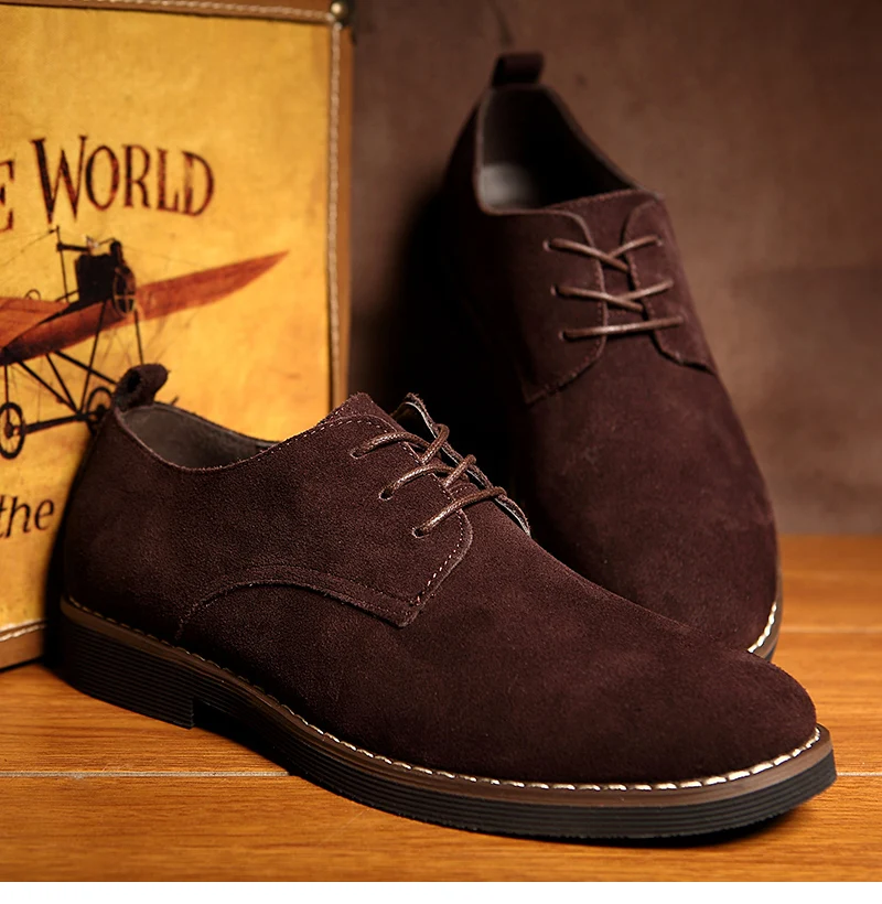 Марка vesonal, винтажные Замшевые мужские туфли, оксфорды, Повседневные Классические мужские кроссовки, удобная обувь, большие размеры 38-46