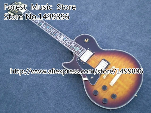 Best price at $314 Cheap Top Selling Classical Vintage Sunburst Quilted Finish Left Handed LP Custom Electric Guitar For Sale