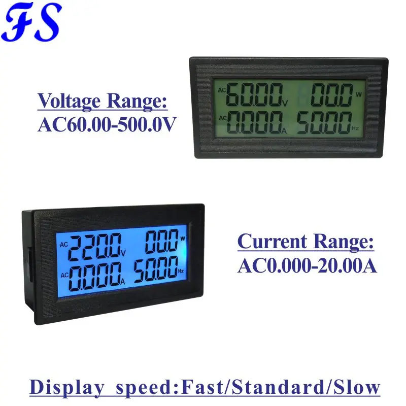 ЖК-дисплей AC напряжение измеритель тока AC 60-500 В AC100A с CT мощность частотомер тестер энергии Ампер AC Вольт Панель метр