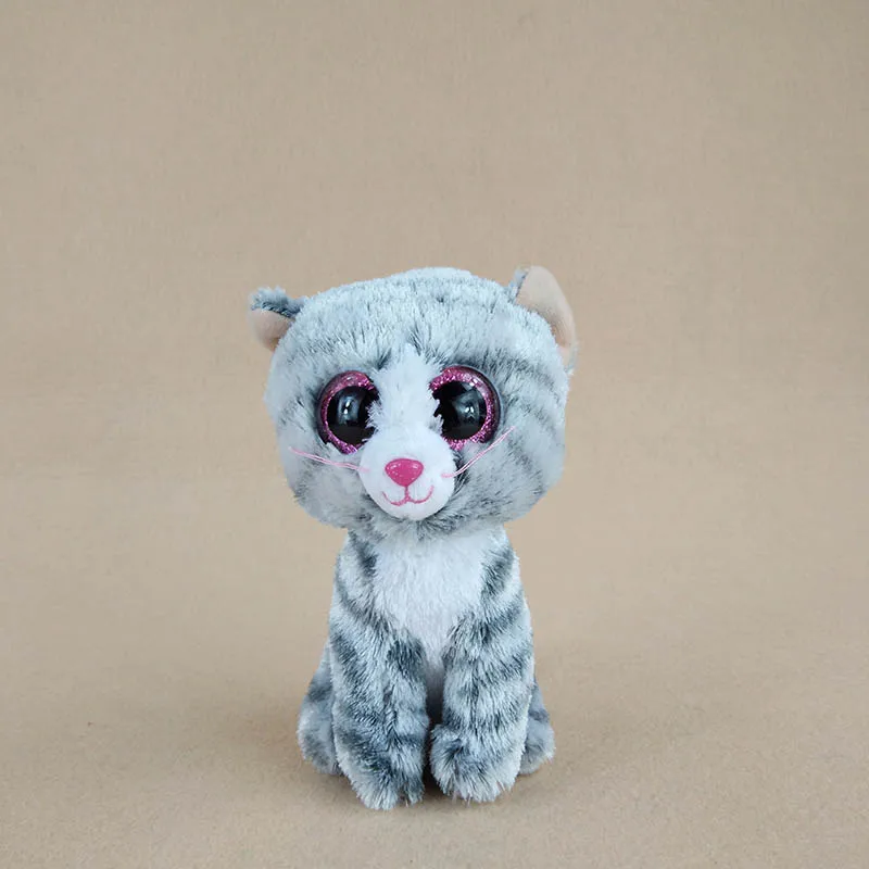 15cm Lovely Ty Beanie Boos Big Eyes Grey Cats Plush Soft Stuffed Animals Doll Toys For