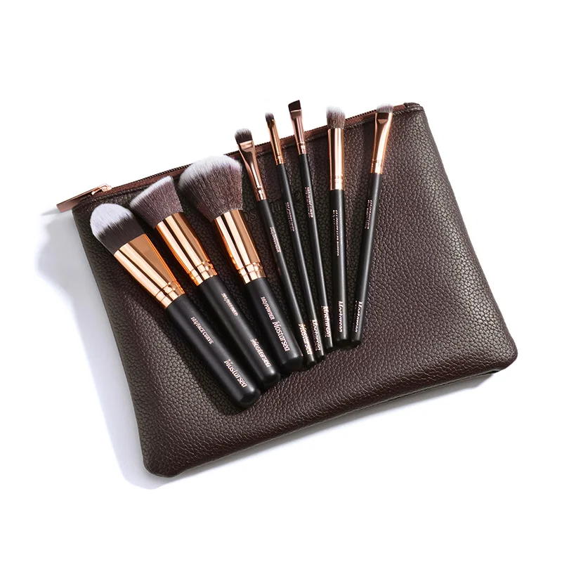 

New Professional 8 PCS Makeup Brushes Set Tools Toiletry Kit Make Up Soft Brush Set Case Cosmetic Foundation Brush Leather Bag