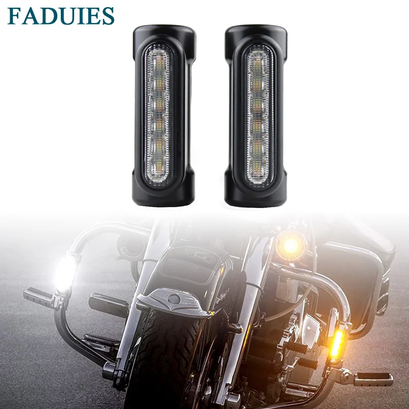 

FADUIES 2psc Black Motorcycle Highway Bar Switchback Driving Light For Crash Bars For Harley-Motorcycl/ VCTORY turn signal light