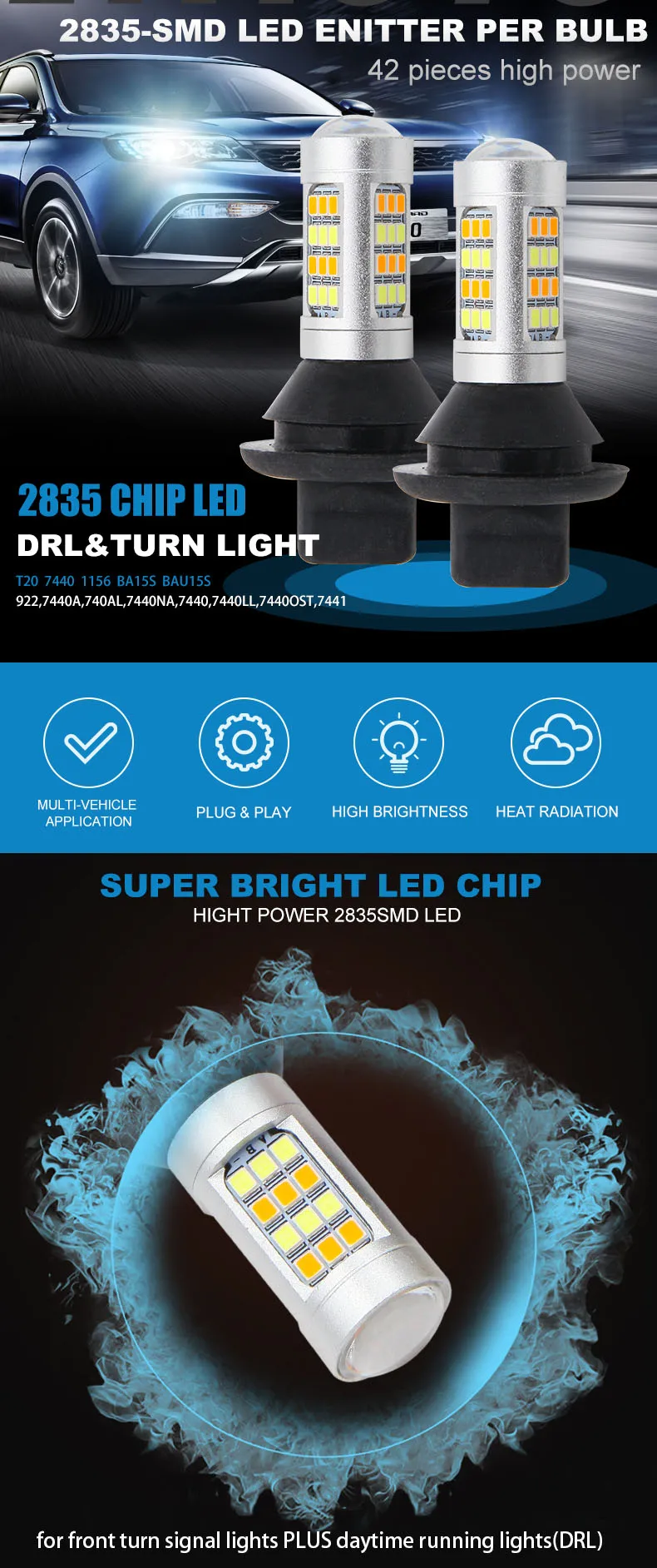 42 leds Daytime Running Light+Turn Signal light (2)
