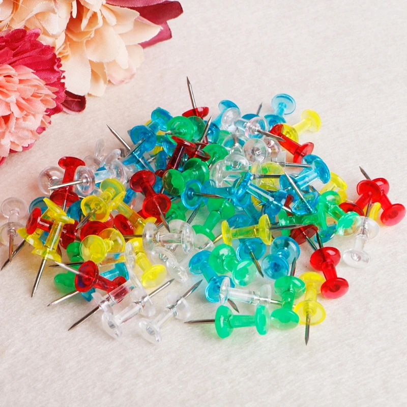 

2019 New Clear Push Pins Drawing Pins Notice Cork Board Pins Thumb Tacks x 40Pcs