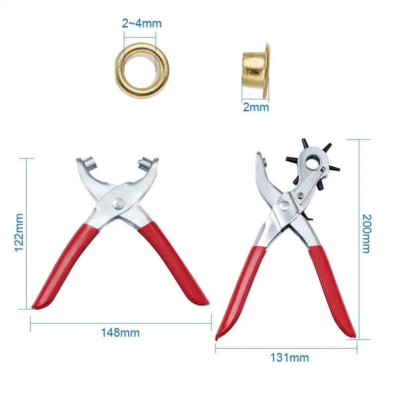 Ударные красные комплекты с клещами, заклепочник и железные результаты подходят для часов и кожаных пробивных ювелирных изделий