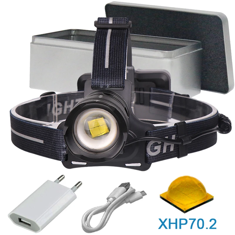 XLamp xhp70.2 высокомощный светодиодный налобный фонарь 18650 xhp70 светодиодный головной фонарь для подзарядки головная лампа xhp50 мощный фонарик