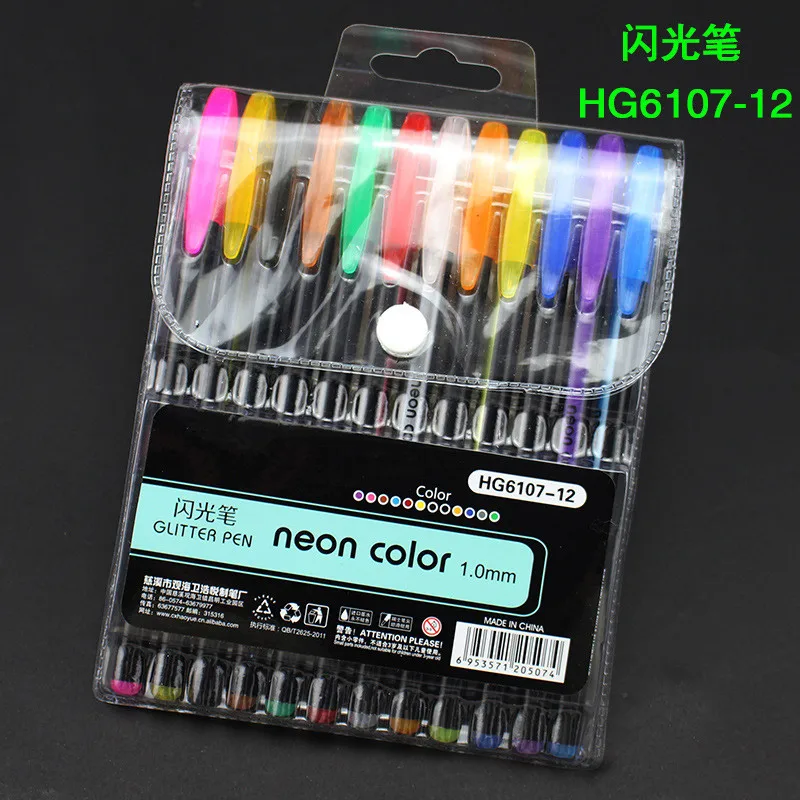 24 36 48 цветов гелевая ручка набор заправки металлический пастельный неоновый глиттер эскиз рисунок цветная ручка школьные канцелярские маркер для детей Подарки