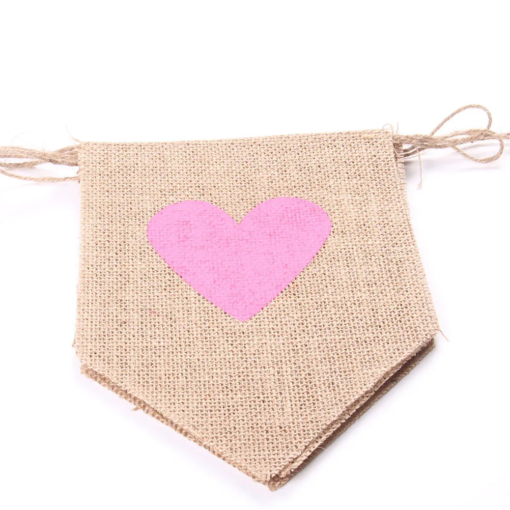 6 шт. винтажные флажки с розовым сердцем из джутовой ткани|banner bunting|banner fabricbanner vintage