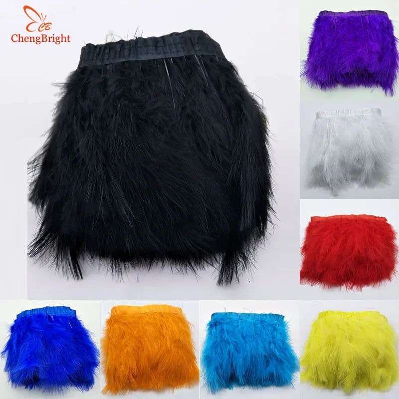 

ChengBright 1Yards Turkey Feather Pruning Cloth Sideband Diy Festive Carnival Stage Performance Decorative Craft Feathers trim