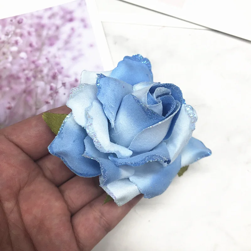 HINDJEF 5 шт./(7 см) искусственные шелковые золотые розы для украшения дома/DIY свадебная гирлянда Декоративные искусственные цветы - Цвет: blue