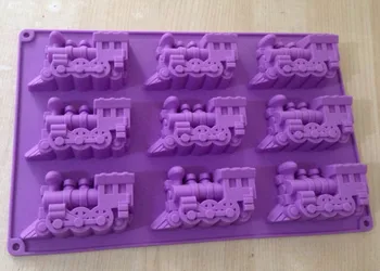 

The silicone cake mold cartoon mould supply Nine holes locomotive mould soaps model
