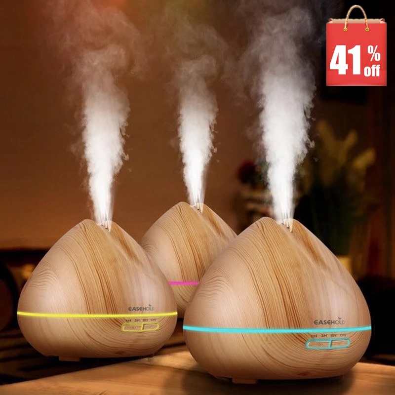 

MRF-009 400ml Aroma Essential Oil Diffuser Ultrasonic Air Humidifier with Wood Grain 7 Color Chang LED Lights for Office room