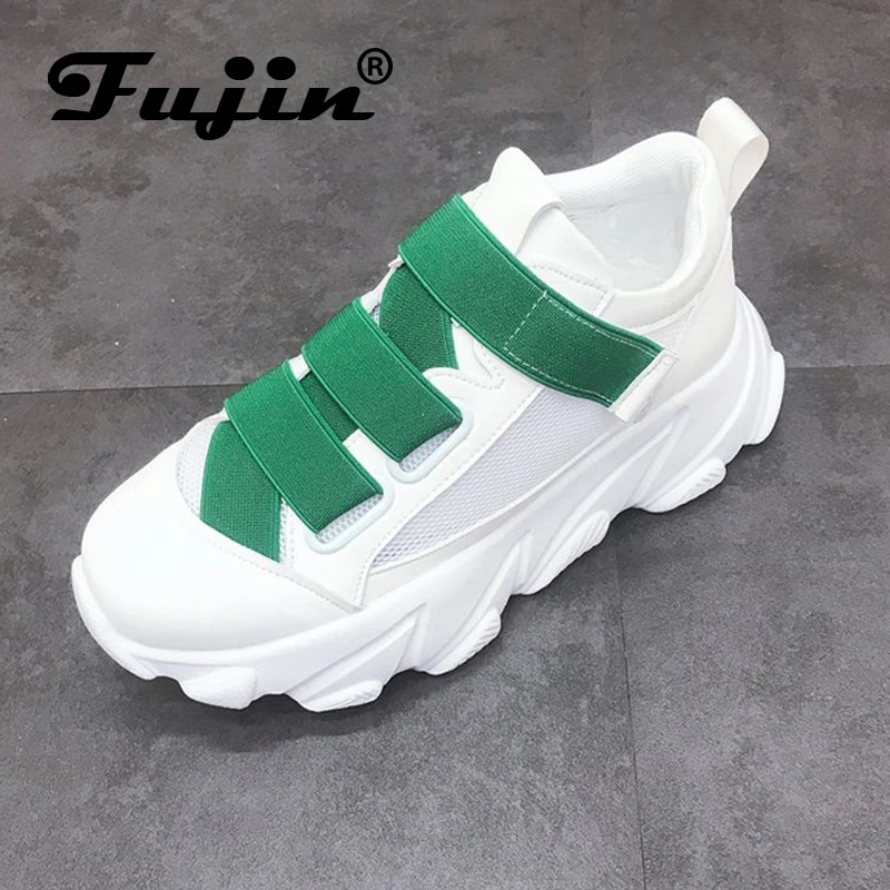 Fujin/женские кроссовки на толстой подошве; обувь на платформе; маленькие белые туфли; сетчатая дышащая Летняя обувь; женская повседневная обувь; 5 цветов