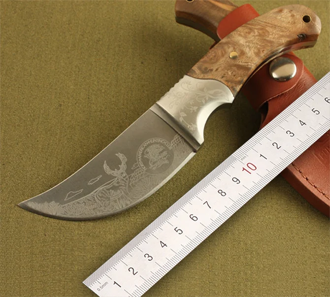 Новое фиксированное лезвие острые края Кемпинг Охота тактический нож для выживания с медью+ деревянной ручкой открытый инструмент нож