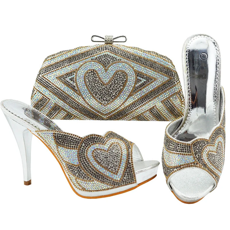 

Italian Designer Shoes and Bags Matching Set Decorated with Rhinestone Women Shoes and Bag Set In Italy High Heels Women Pumps