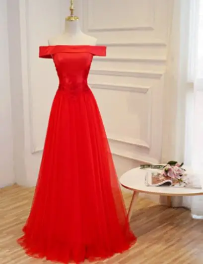 Vestido de fiesta para Бода Тюлевое с вырезом «Лодочка» цветок жемчуг спинки линии темно синие серебряные Румяна Розовый бордовый золото bridesmai