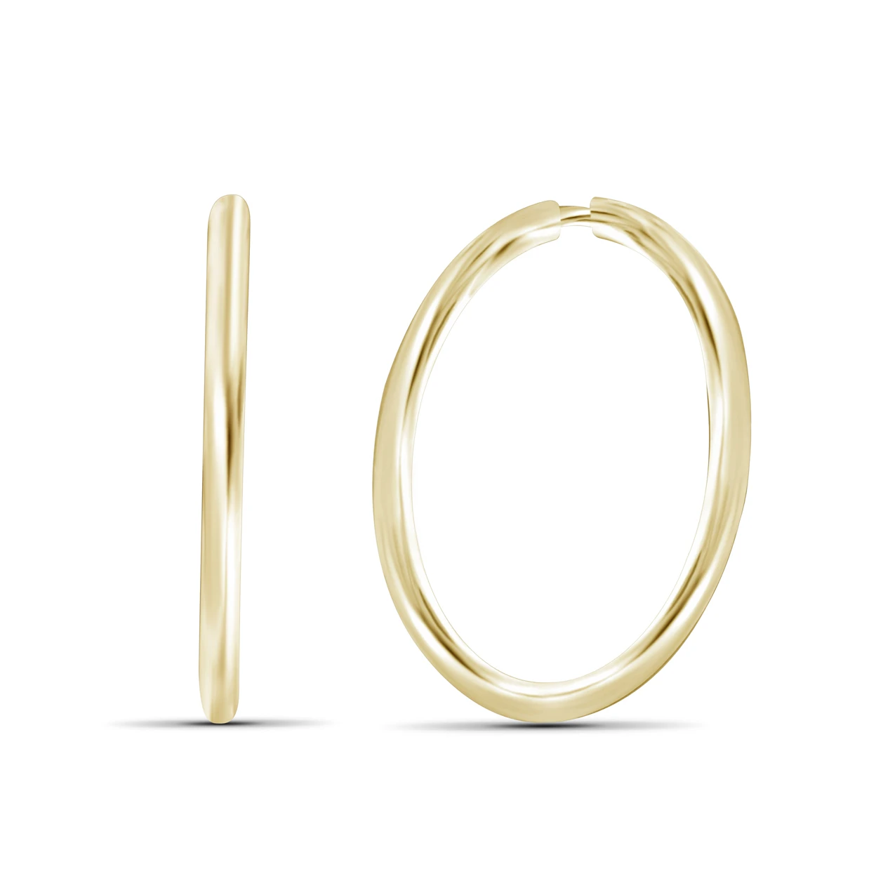 JewelonFire 10mm No-Gap Hoop Earrings in 10KT Yellow Gold