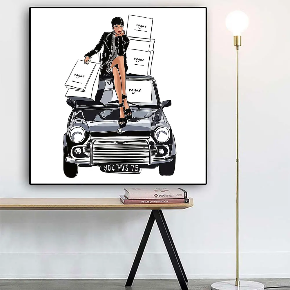 LECHAO Quadro Vogue плакат модная девушка Картина на холсте живопись домашний декор