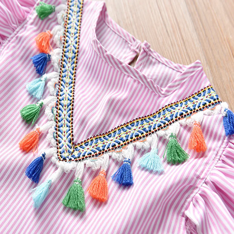 Семейные комплекты; детское Полосатое мини-платье с бахромой; платье для мамы и дочки; летняя одежда; одежда для мамы и дочки