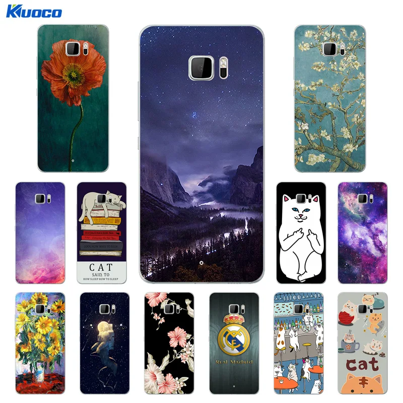 Soft TPU Cover for HTC U Ultra Case 5.7" Cat Landscape Printing Silicone Phone Protector Cases |
