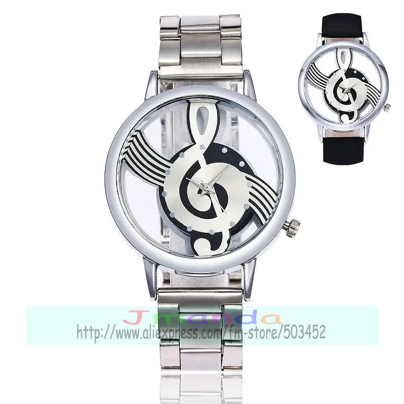 100 шт/Партия новое поступление кожаные часы музыкальные полые стальные часы для женщин Горячая распродажа наручные часы оптом часы