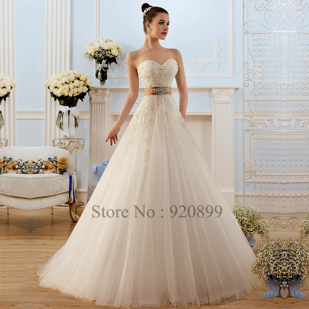 Fashion Design 2016 Wedding Dresses Appliques Bandage Bridal Dress Lace