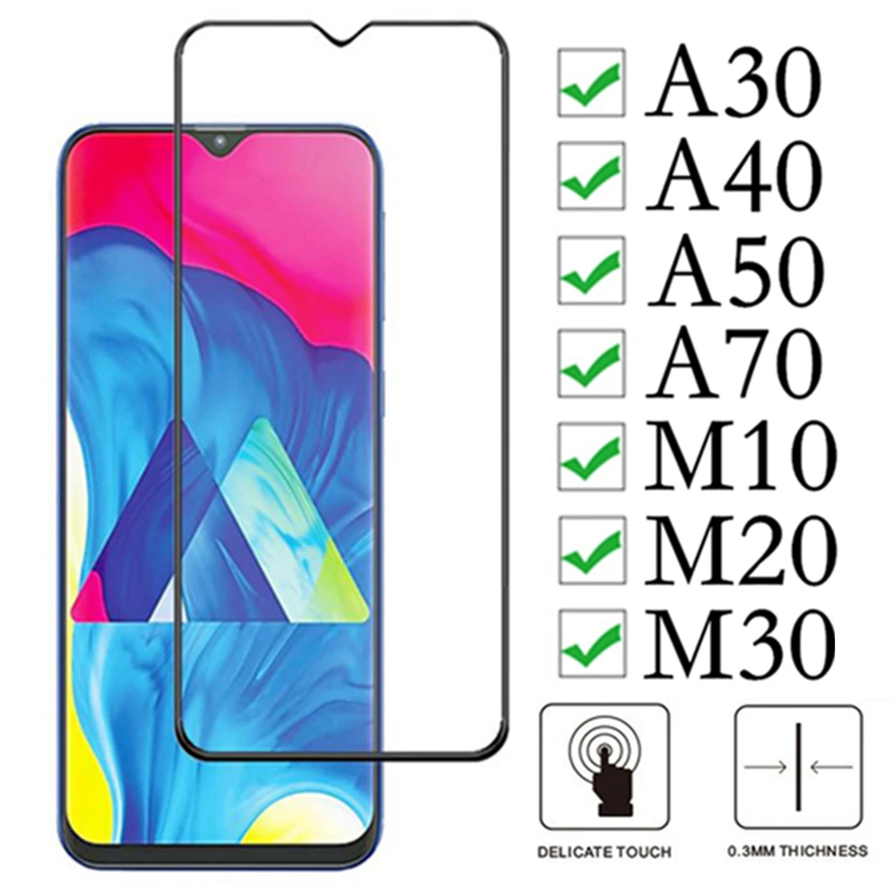 Закаленное стекло с полным покрытием для Galaxy A30 A50 A40 A70 A 50 40 30 Защита экрана Samsung M10